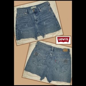 Levi's Perfectly Slimming 512 Cutoff Distressed Medium Wash Jean Shorts 6M 6 M